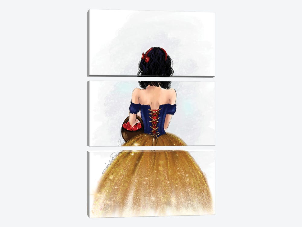 Princess Snow White Inspired Fashion Art by Anrika Bresler 3-piece Canvas Wall Art