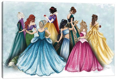 Happily Ever After Princess Illustration Canvas Art Print - Princes & Princesses