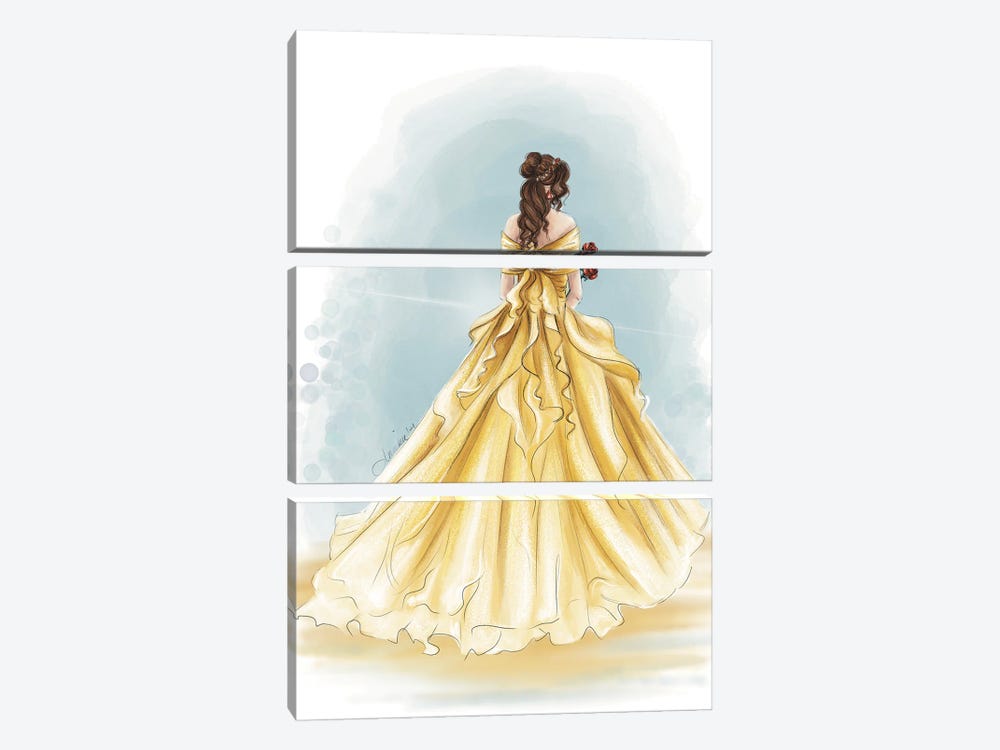 Happily Ever After Princess Belle by Anrika Bresler 3-piece Canvas Wall Art
