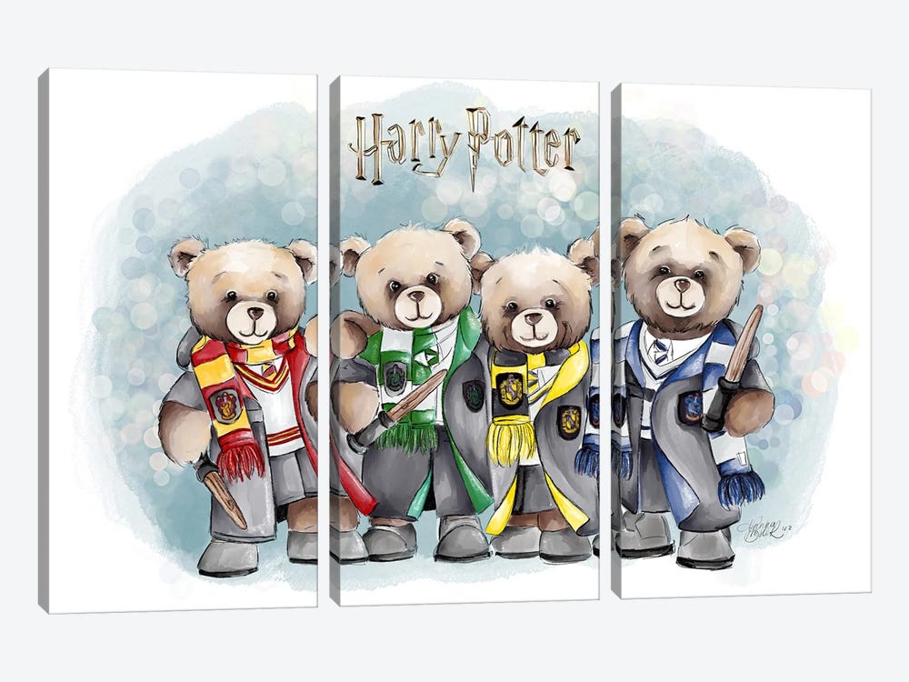 Harry Potter Inspired Bears by Anrika Bresler 3-piece Canvas Artwork