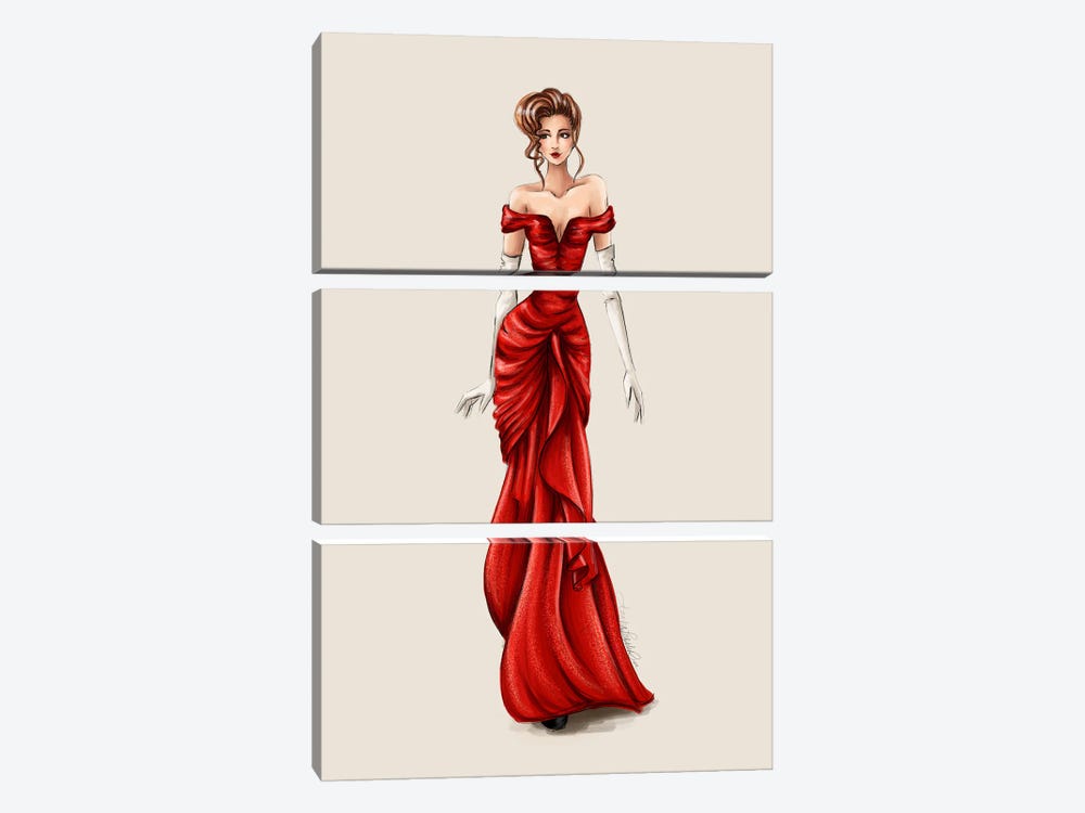 Pretty Woman - The Lady in Red by Anrika Bresler 3-piece Canvas Wall Art