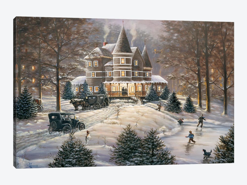 Horseless Carriage Victorian House by Anderson Art 1-piece Canvas Print