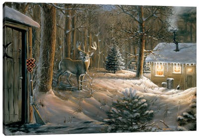 Bad Timing Whitetail Deer Canvas Art Print - Snowscape Art