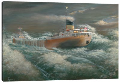 Edmund Fitzgerald Ship Canvas Art Print - Coastal Living Room Art