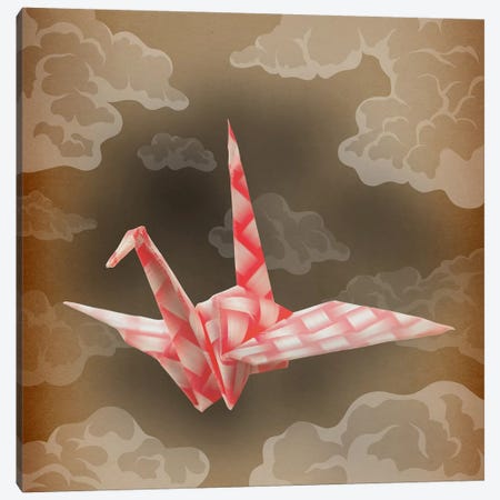 The Fleeting Paper Crane Vintage Canvas Print #AOO9} by 5by5collective Canvas Wall Art