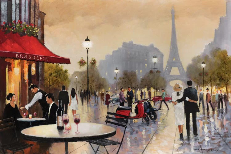 Paris Stroll by E. Anthony Orme Fine Art Paper Poster ( places > Europe > France > Paris > The Eiffel Tower art) - 16x24x.25