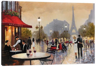 Paris Stroll Canvas Art Print - Architecture Art