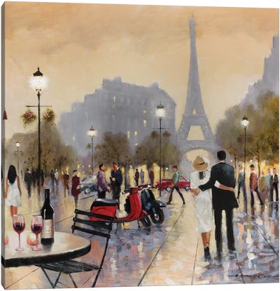 Paris Twilight Canvas Art Print - The Eiffel Tower