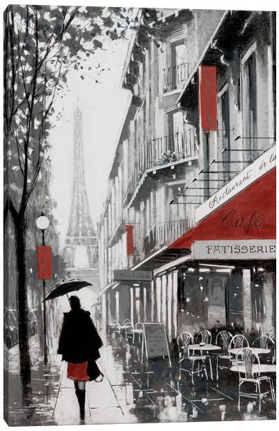 Rainy Paris I Canvas Art Print - Famous Buildings & Towers