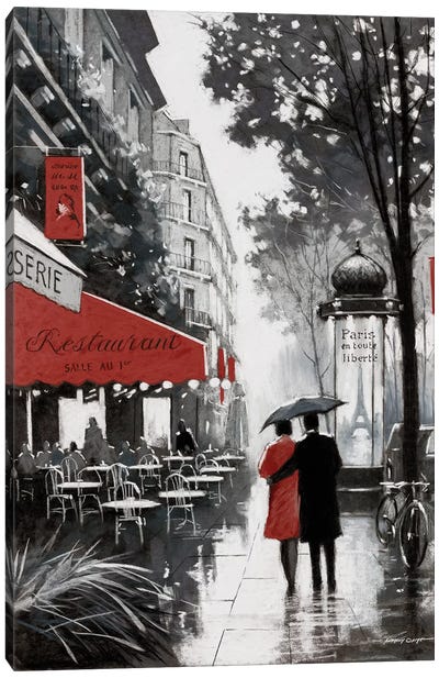 Rainy Paris II Canvas Art Print - City Street Art