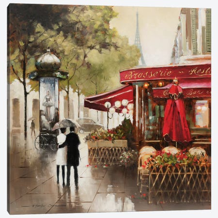 Paris in the Rain Canvas Print #AOR6} by E. Anthony Orme Canvas Print