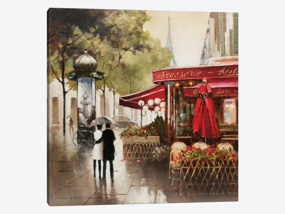 Paris in the Rain by E. Anthony Orme 1-piece Canvas Art Print