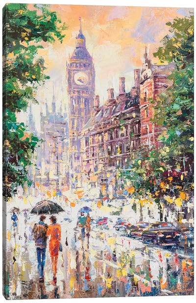 London Canvas Art Print - Umbrella Art