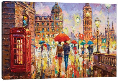 London IV Canvas Art Print - Umbrella Art