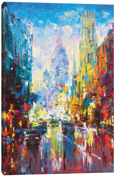 Abstract Cityscape (London) Canvas Art Print - Oil Painting