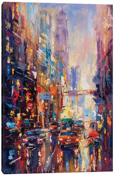 Abstract Cityscape (New York) II Canvas Art Print - Intense Impressionism