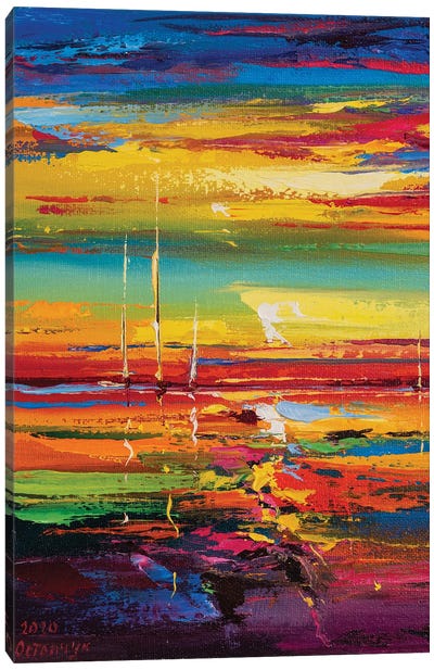 Abstract Seascape XIV Canvas Art Print - Sunsets & The Sea