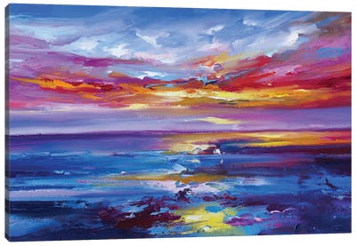 Abstract Seascape Canvas Art Print - Lake & Ocean Sunrise & Sunset Art