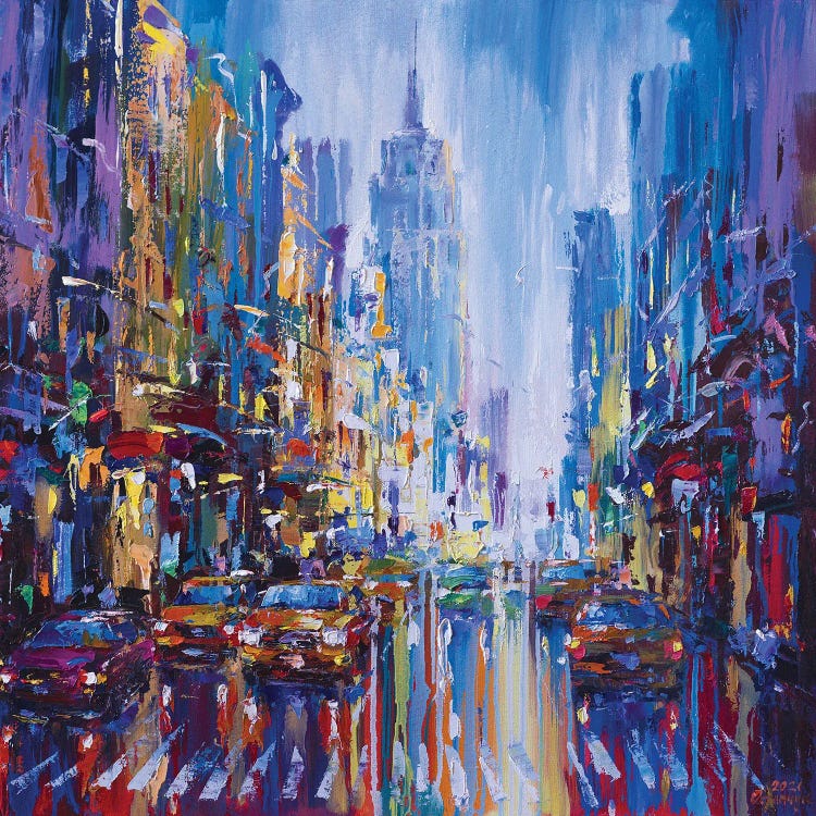 Abstract Cityscape New York Taxis by Andrej Ostapchuk wall art