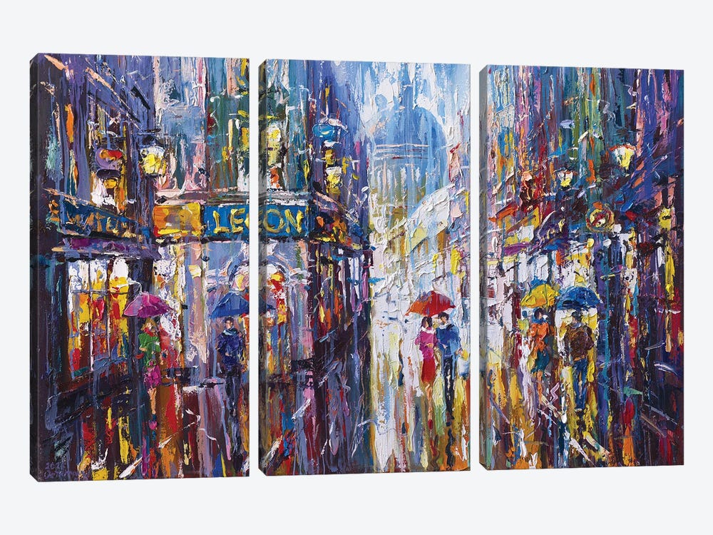 Abstract Cityscape London II by Andrej Ostapchuk 3-piece Canvas Print