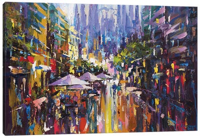 Cityscape Barcelona Canvas Art Print - Umbrella Art