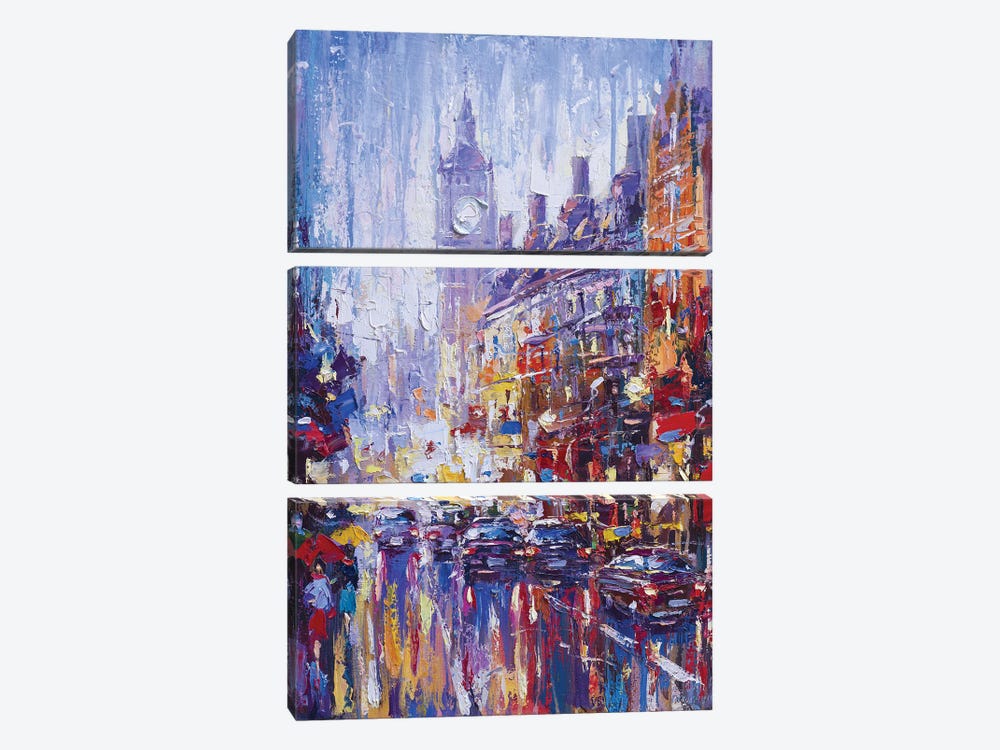 Abstract Cityscape London III by Andrej Ostapchuk 3-piece Canvas Artwork