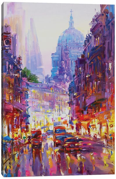 Evening City Lights (London) Canvas Art Print - Andrej Ostapchuk