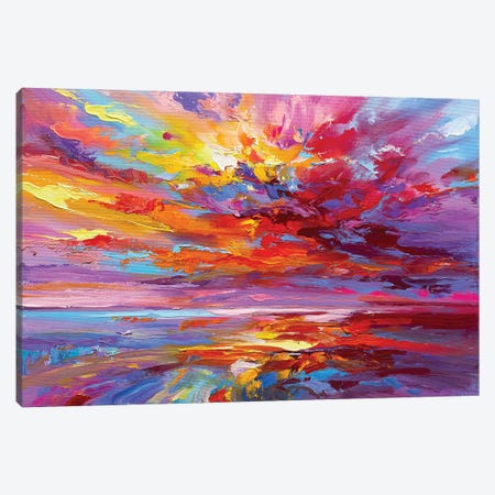 Abstract Sunrise On Sea Canvas Print #AOS74} by Andrej Ostapchuk Canvas Art