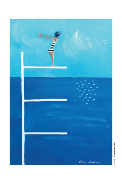 Courage - Framed Canvas Art: Ready to Dive by Awol Art Alex