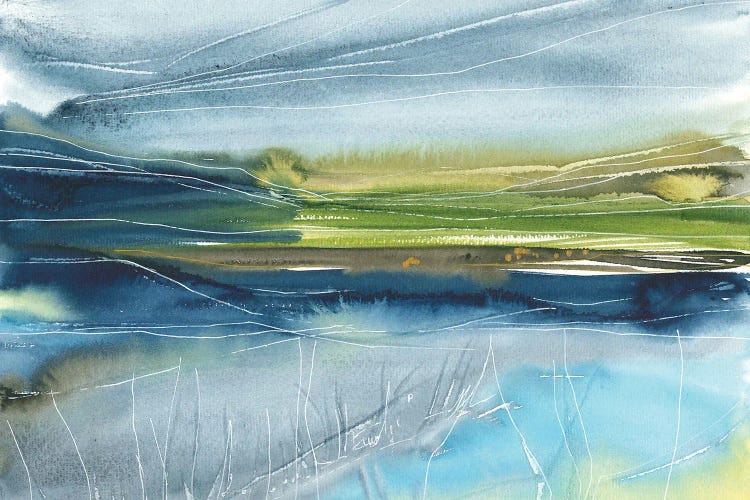 Light Blue Abstract Landscape, Watercolor