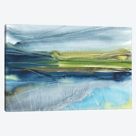 Light Blue Abstract Landscape, Watercolor Canvas Print #AOZ101} by Ana Ozz Art Print