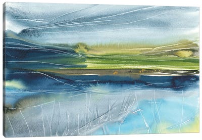 Light Blue Abstract Landscape, Watercolor Canvas Art Print - Ana Ozz