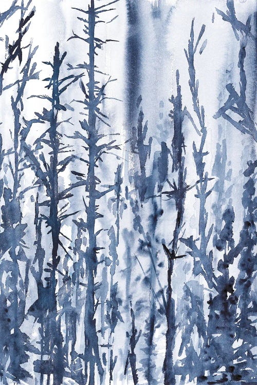 Light Blue Spring Landscape, Watercolor