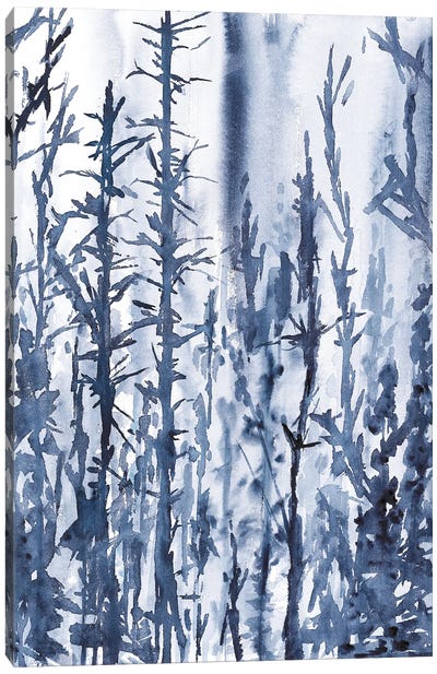 Light Blue Spring Landscape, Watercolor Canvas Art Print - Ana Ozz