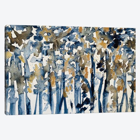 Blue And Gold Landscape, Watercolor Canvas Print #AOZ105} by Ana Ozz Canvas Wall Art