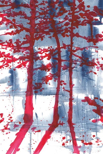 Blue And Magenta Landscape, Watercolor by Ana Ozz canvas print