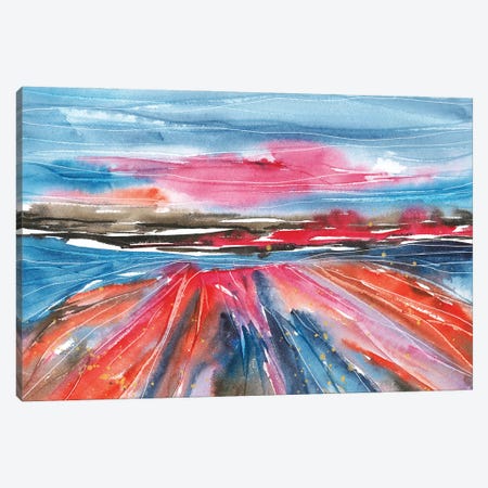 Blue And Magenta Watercolor Abstract Landscape Canvas Print #AOZ108} by Ana Ozz Art Print