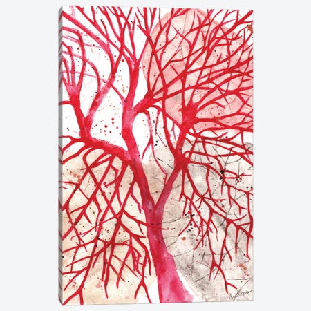 Magenta, Red Tree, Watercolor Canvas Print #AOZ109} by Ana Ozz Canvas Art Print