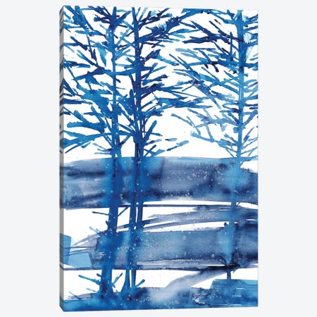Light Blue Trees, Watercolor Landscape Canvas Print #AOZ111} by Ana Ozz Canvas Wall Art