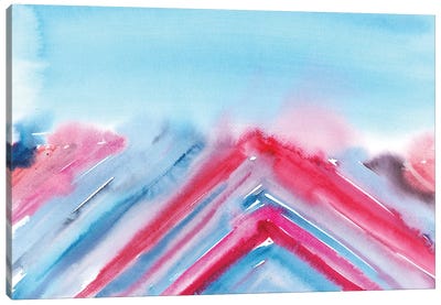 Abstract Light Blue And Pink Mountain Landscape Canvas Art Print - Ana Ozz