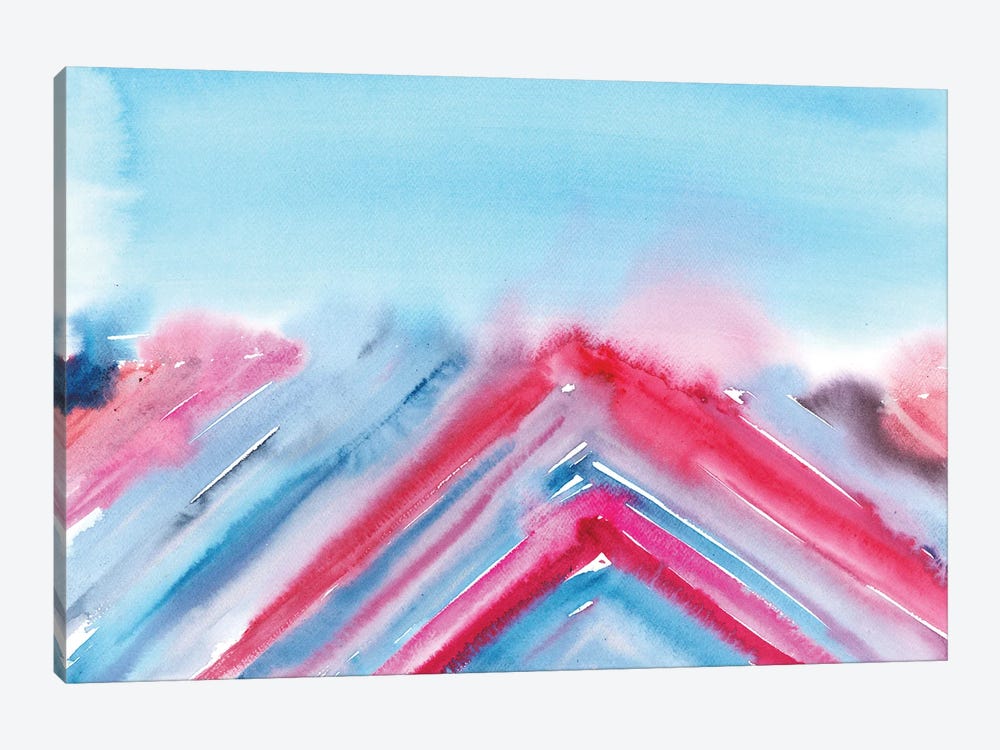 Abstract Light Blue And Pink Mountain Landscape by Ana Ozz 1-piece Art Print