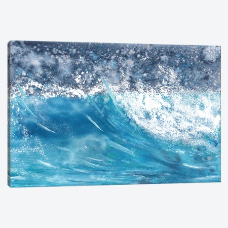 Blue Wave In The Sea Canvas Print #AOZ115} by Ana Ozz Art Print