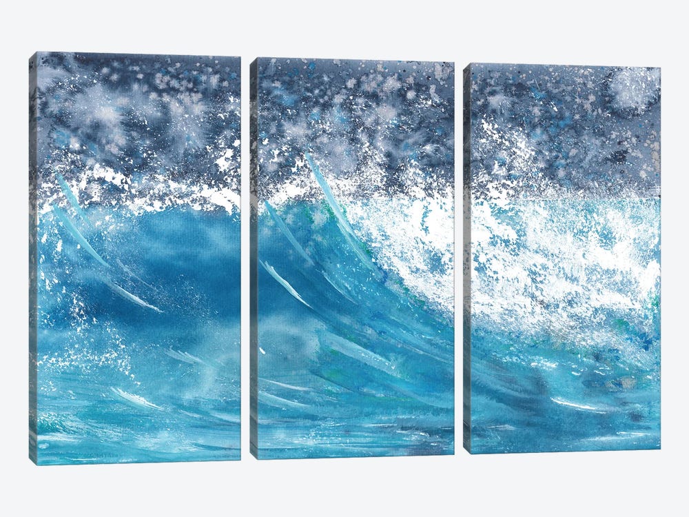 Blue Wave In The Sea by Ana Ozz 3-piece Canvas Artwork