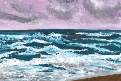 Blue Waves On Purple Sea, Landscape by Ana Ozz canvas print