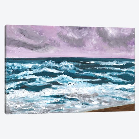 Blue Waves On Purple Sea, Landscape Canvas Print #AOZ119} by Ana Ozz Canvas Wall Art
