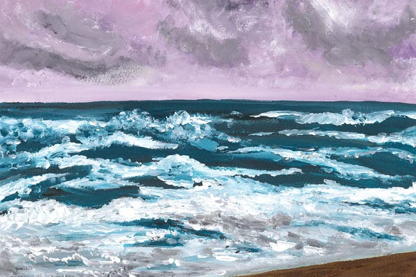 Ana Ozz: Blue Waves On Purple Sea, Landscape by Ana Ozz