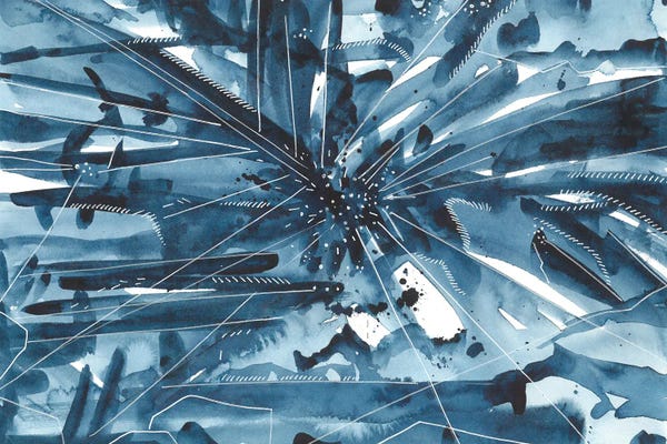 Ana Ozz: Watercolor Blue Abstract by Ana Ozz
