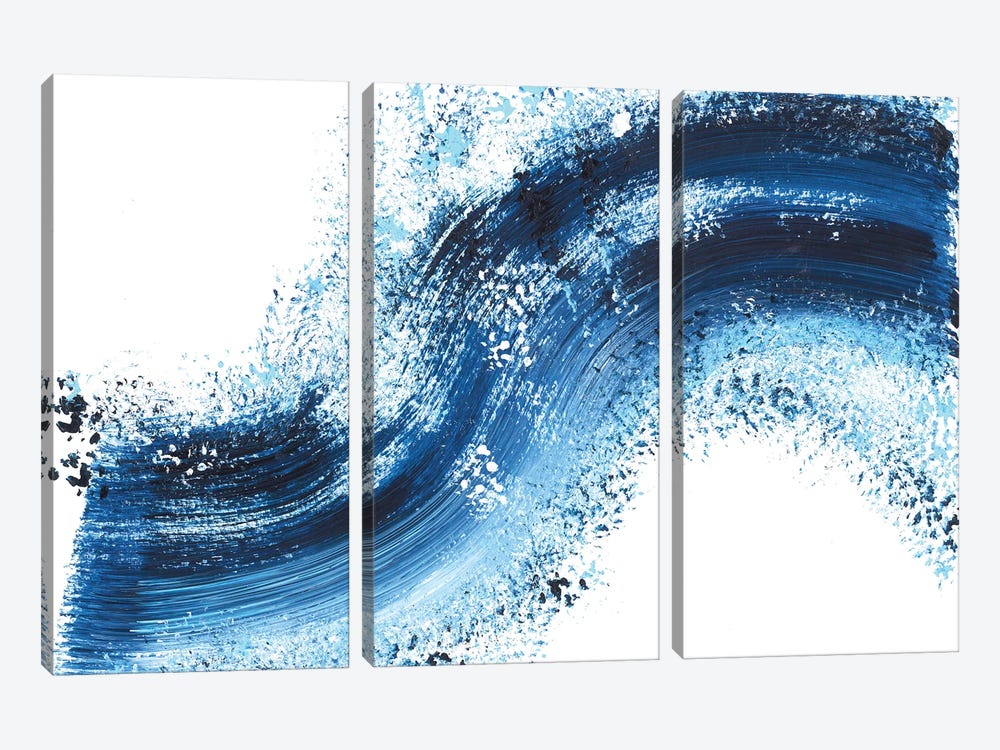 Blue Wave V, Abstract Seascape by Ana Ozz 3-piece Canvas Artwork