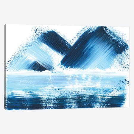 Blue Mountains And Sea, Abstract Landscape Canvas Print #AOZ129} by Ana Ozz Canvas Art Print