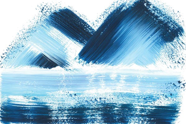 Dining Room: Blue Mountains And Sea, Abstract Landscape by Ana Ozz